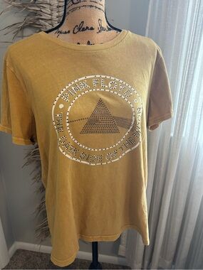 Lucky Brand Mustard Yellow Pink Floyd Graphic Sweatshirt